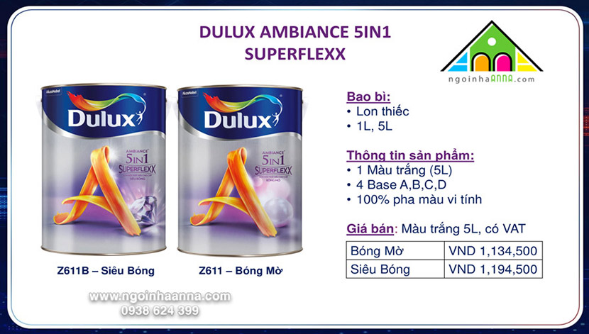 Sơn nội thất cao cấp dulux ambiance 5in1 superflexx